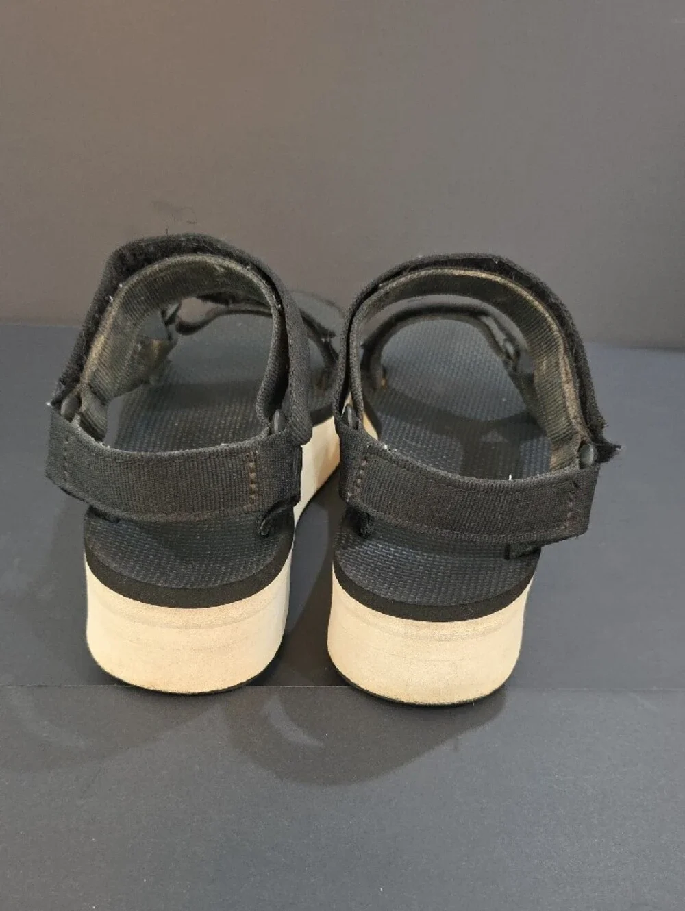 Teva Women's Black and Cream Platform Sandals Size 8